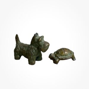 Green Dog and Turtle Figurines